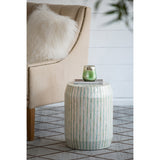 14x14x18'-Cream-and-Green-Cylinder-Accent-Stool-with-Striped-Pattern-Vases