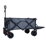 Foldable wagon with extended tailgate, extra long extender wagon cart,beach wagon cart heavy duty 400lbs with large all-terrain beach wheels