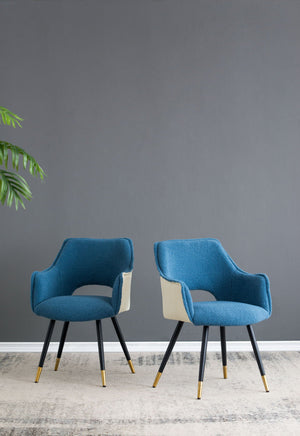 Side Chair, Living Room Bedroom Kitchen Vanity Accent Chair (Set of 2) - Blue