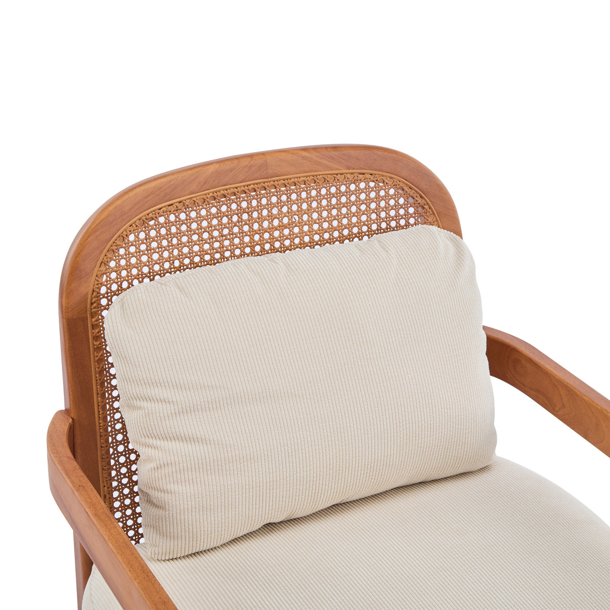 Elliston Rattan Backrest Solid Wood Accent Chair with Cushions, Set of 2