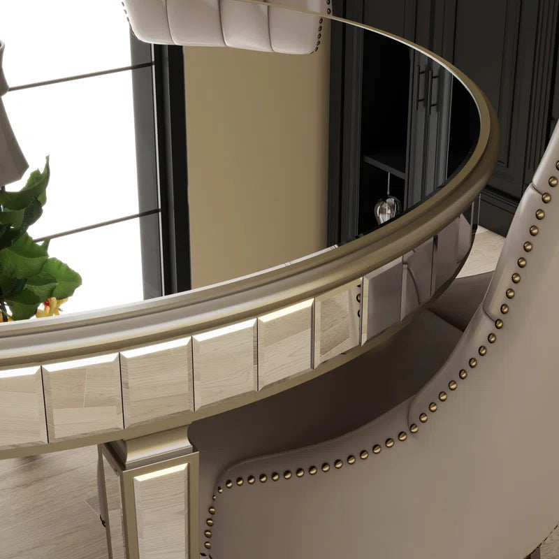 Round Glass Dining Table with Mirror Top
