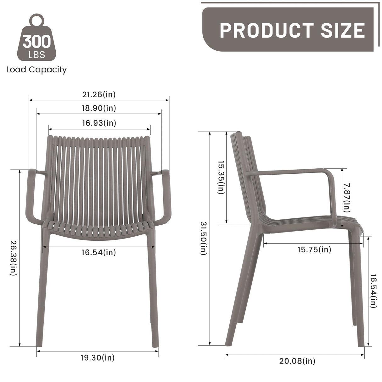 4 Modern Stackable Plastic Armchair Matched With Folding Square Table