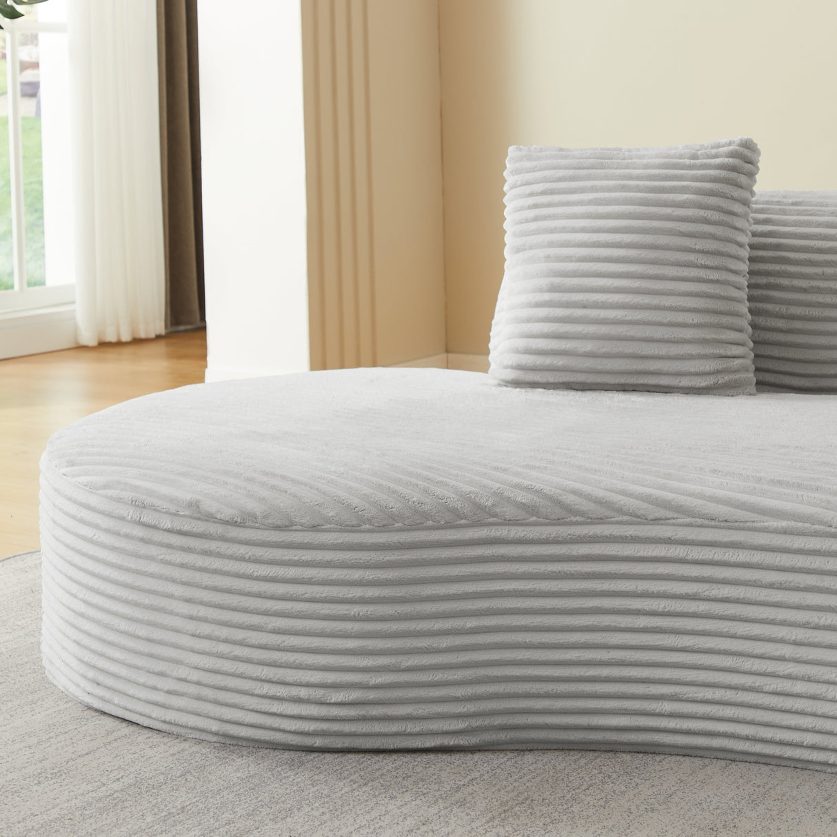 Contemporary Corduroy Curved Sectional Sofa