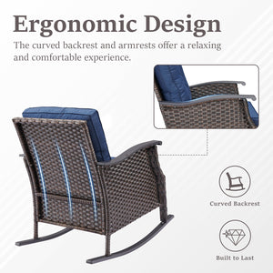 Outdoor Gliding Wicker Chairs Set of 2, PE Rattan Patio Glider Chairs