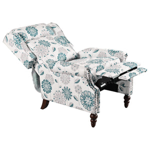 Push Back Recliner Chair Upholstered Recliner Armchair With Classic Wing Back And Solid Gourd-Shaped Legs