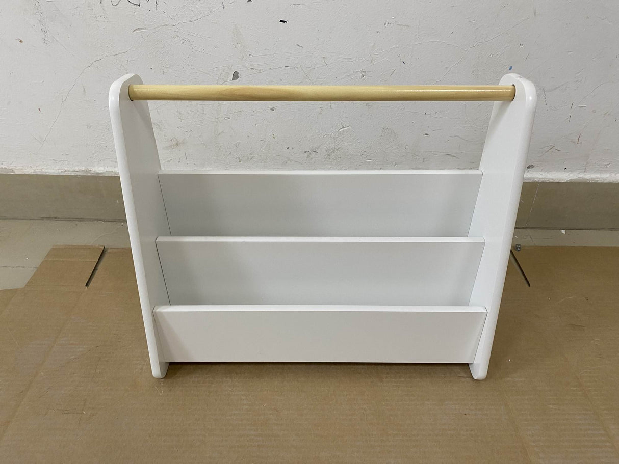 Kids Bookshelf with Wooden Handle - 2-Tier Front-Facing Toddler Bookcase