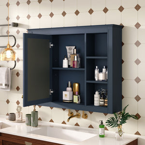 Wall Mounted Medicine Cabinet With Mirror and 6 Open Shelves