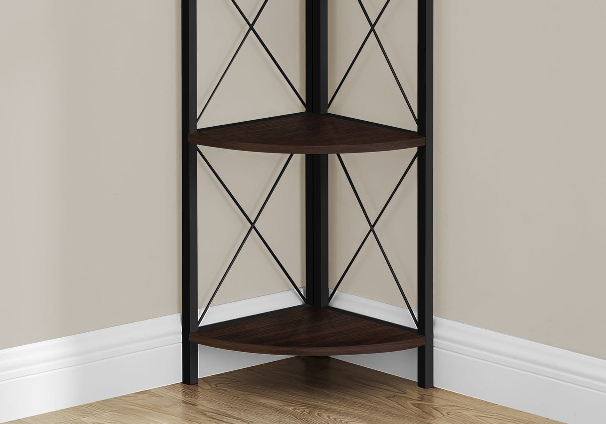 4-Tier Corner Bookshelf with Marble Look and Metal Frame