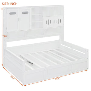 Daybed With All-In-One Cabinet And Shelf