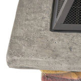 28" Concrete Wood Burning Outdoor Fire Pit Table with Lid - Stone Gray - Tuesday Morning - Fire Pits