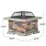 28" Concrete Wood Burning Outdoor Fire Pit Table with Lid - Stone Gray - Tuesday Morning - Fire Pits