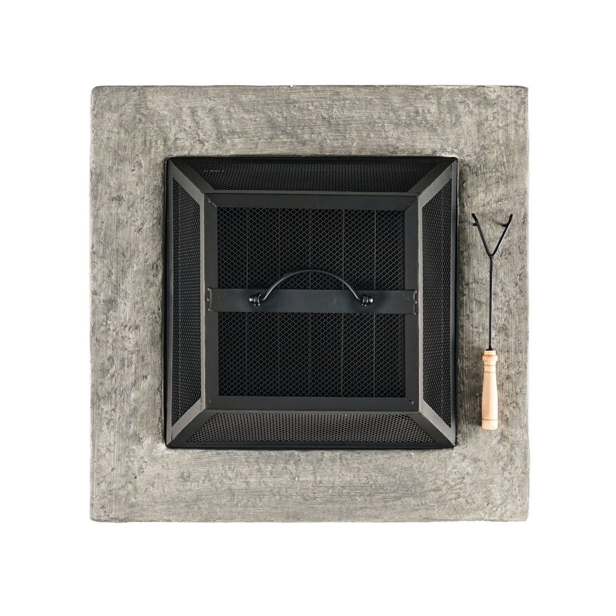 28" Concrete Wood Burning Outdoor Fire Pit Table with Lid - Stone Gray - Tuesday Morning - Fire Pits