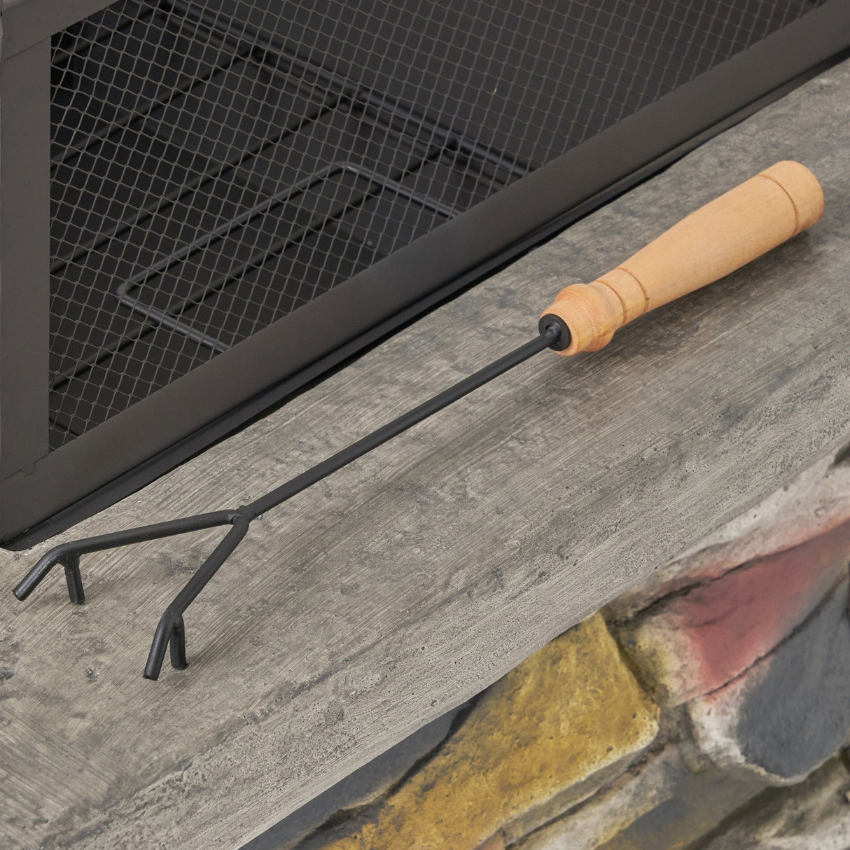 28" Concrete Wood Burning Outdoor Fire Pit Table with Lid - Stone Gray - Tuesday Morning - Fire Pits