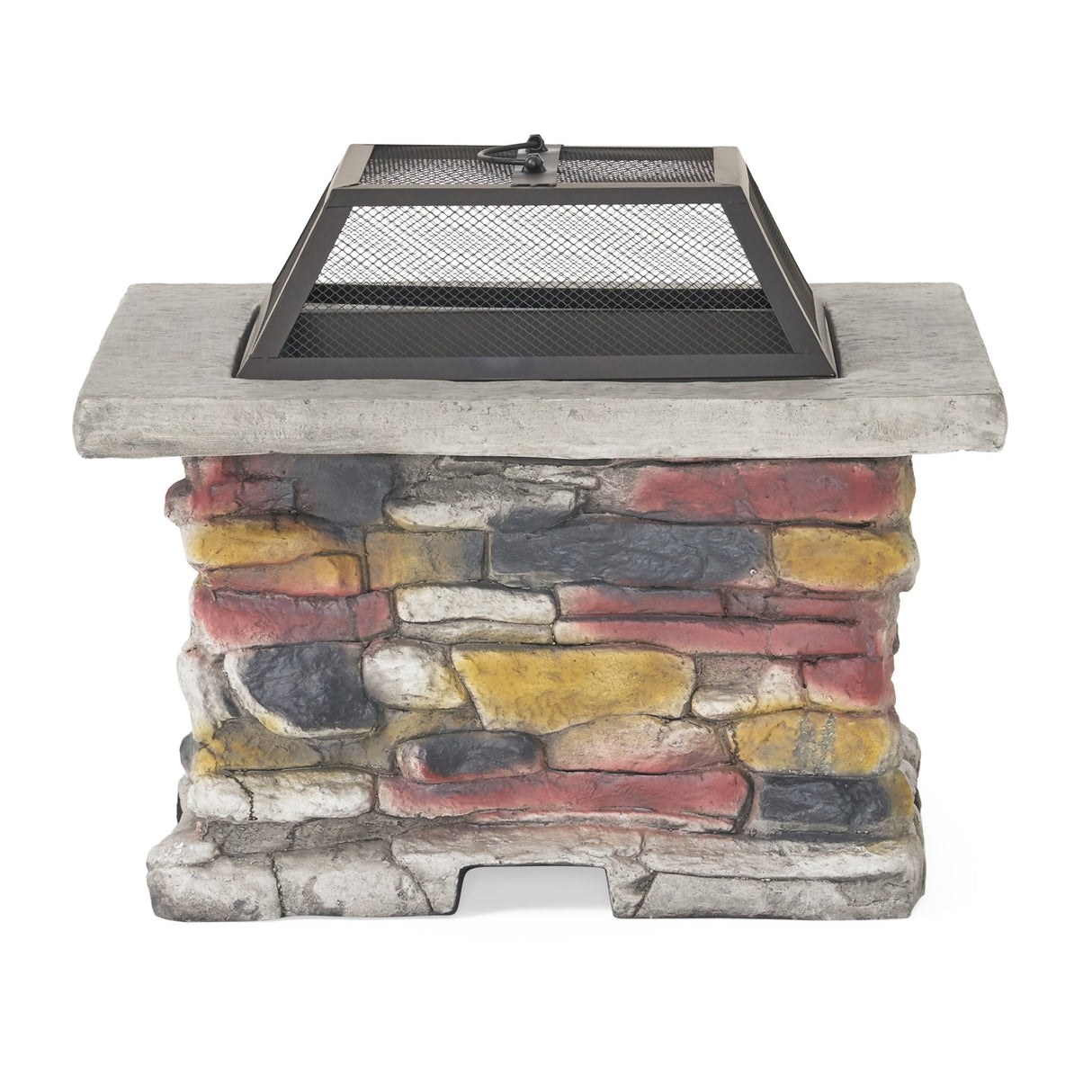 28" Concrete Wood Burning Outdoor Fire Pit Table with Lid - Stone Gray - Tuesday Morning - Fire Pits