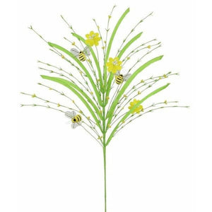 28" Grass Pip Flower Bumble Bee Spray