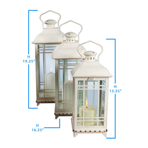Traditional Ivory Metal Lantern (Set of 3)