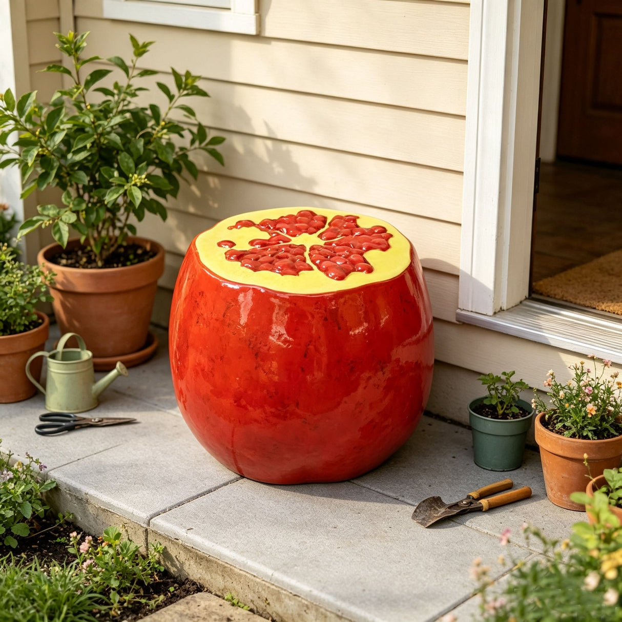 Pomegranate Fruit Stool – 13.4" Oversized Resin Stool