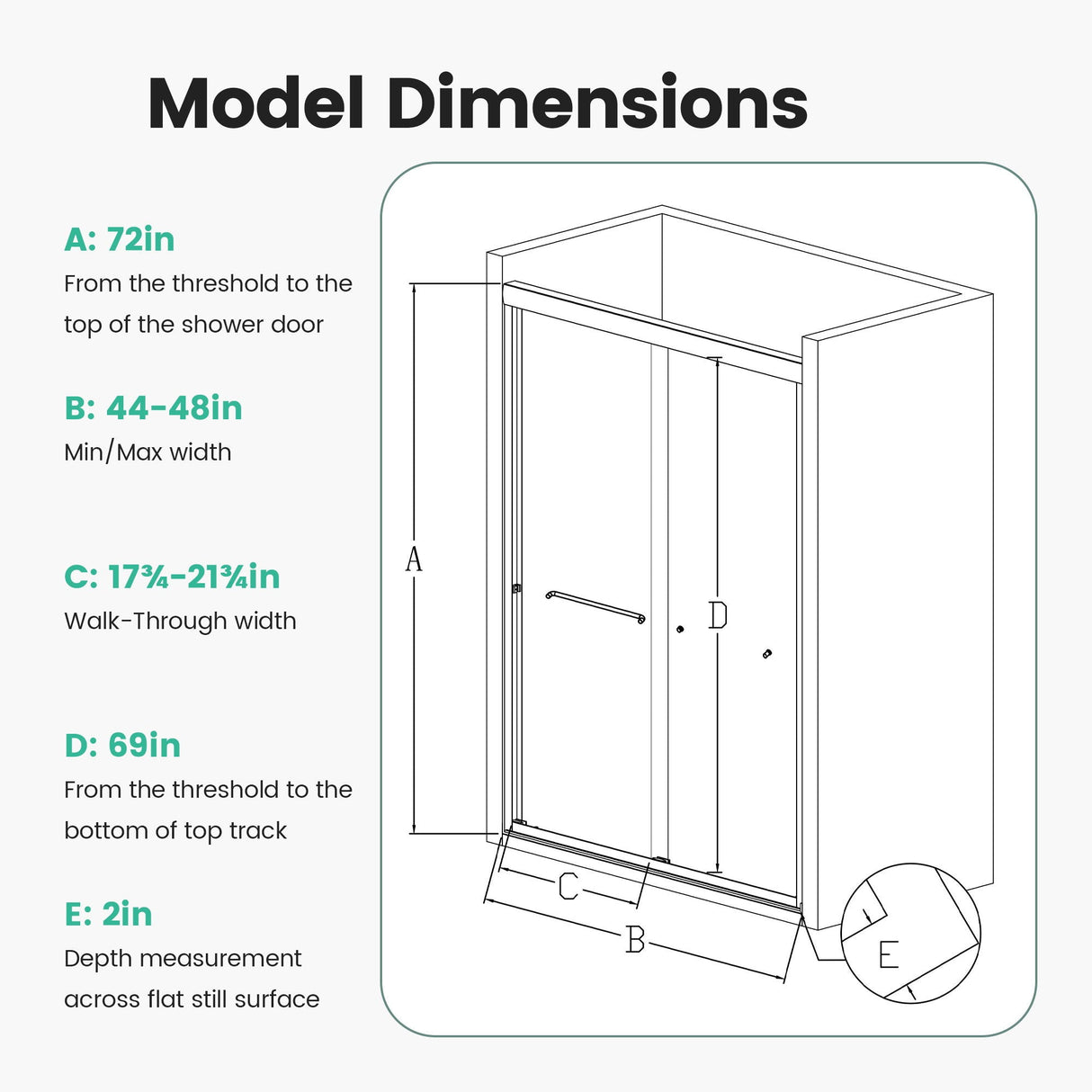 Semi Frameless Double Sliding Shower Door with Tempered Glass