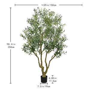 8FT Tall Artificial Olive Tree - Large Faux Potted Tree