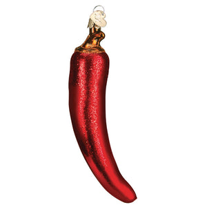 Red Chili Pepper Glass Ornament