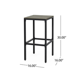 Outdoor Bar Stool With Slat Design And Metal Frame (Set of 2)
