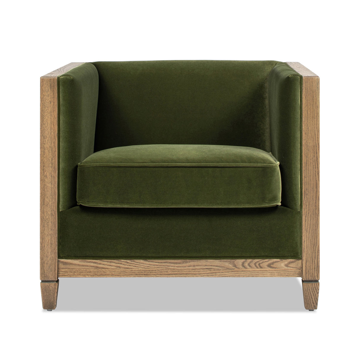 Georgia 34' Cane Rattan Tuxedo Armchair, Olive Green Performance Velvet