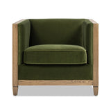 Georgia 34' Cane Rattan Tuxedo Armchair, Olive Green Performance Velvet