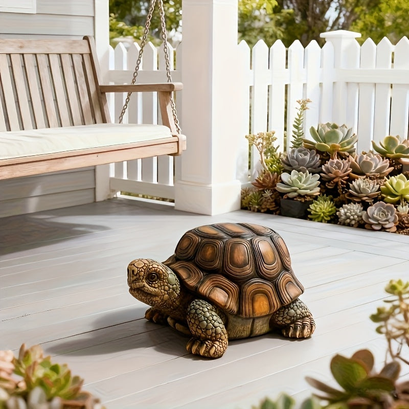 18' Garden Turtle Statue Stool, Simulated Animal Resin Sculpture, Multi-Purpose Decorative Stool