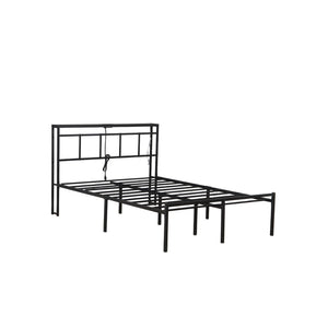 Bed Frame With Storage Headboard With USB C, Type C And LED Light