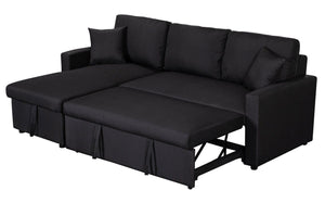 Paisley - Fabric Reversible Sleeper Sectional Sofa With Storage Chaise