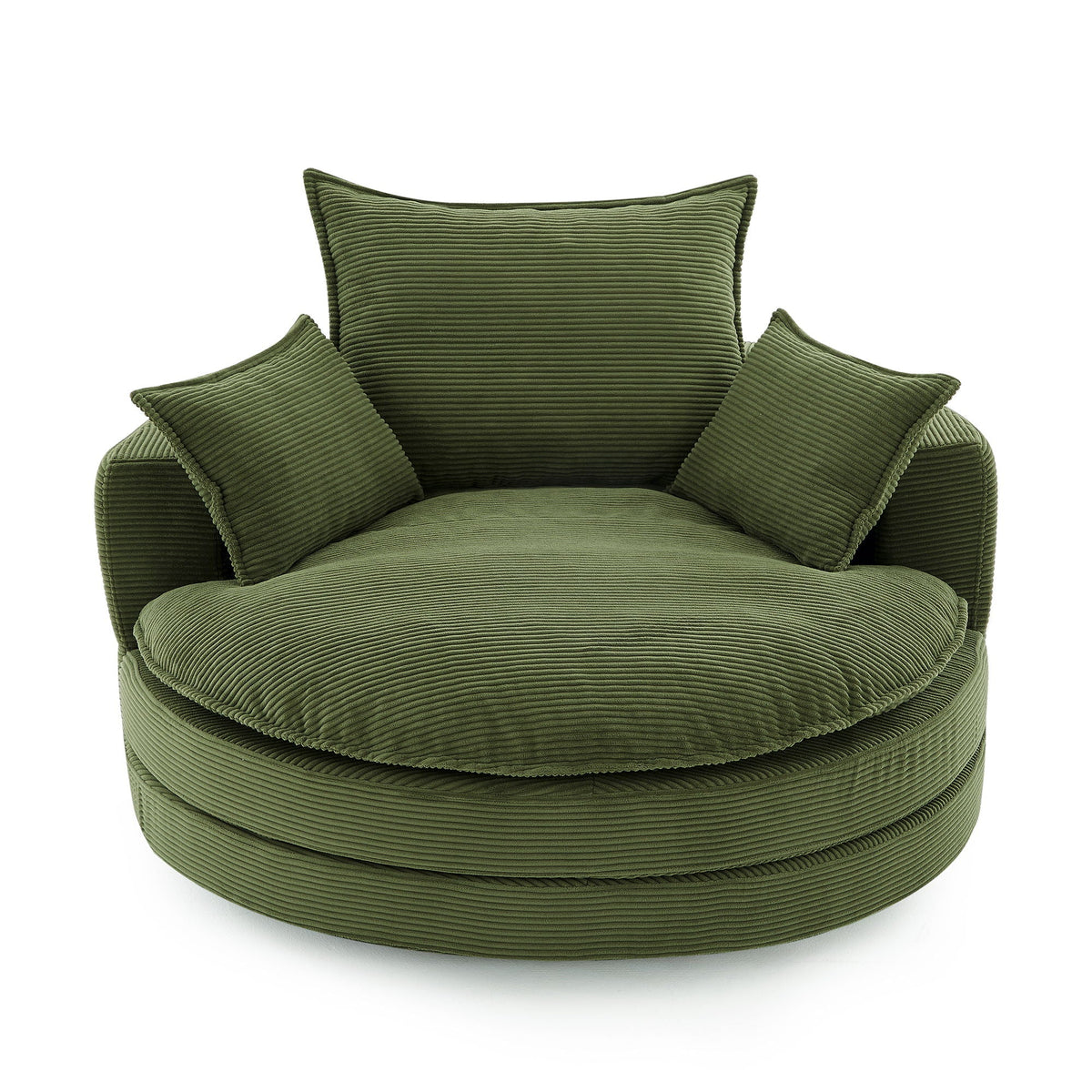 360° Swivel Accent Barrel Chair With Dual Layer Cushion And 3 Removable Pillows