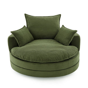 360° Swivel Accent Barrel Chair With Dual Layer Cushion And 3 Removable Pillows
