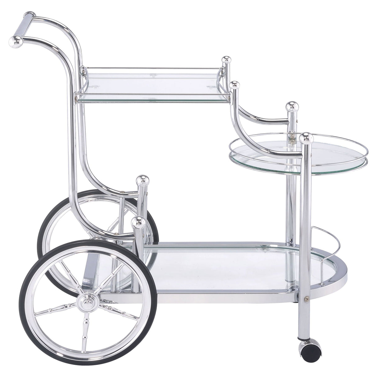 Reia - 3 Tier Cart With Casters & Tempered Glass Design - Chrome