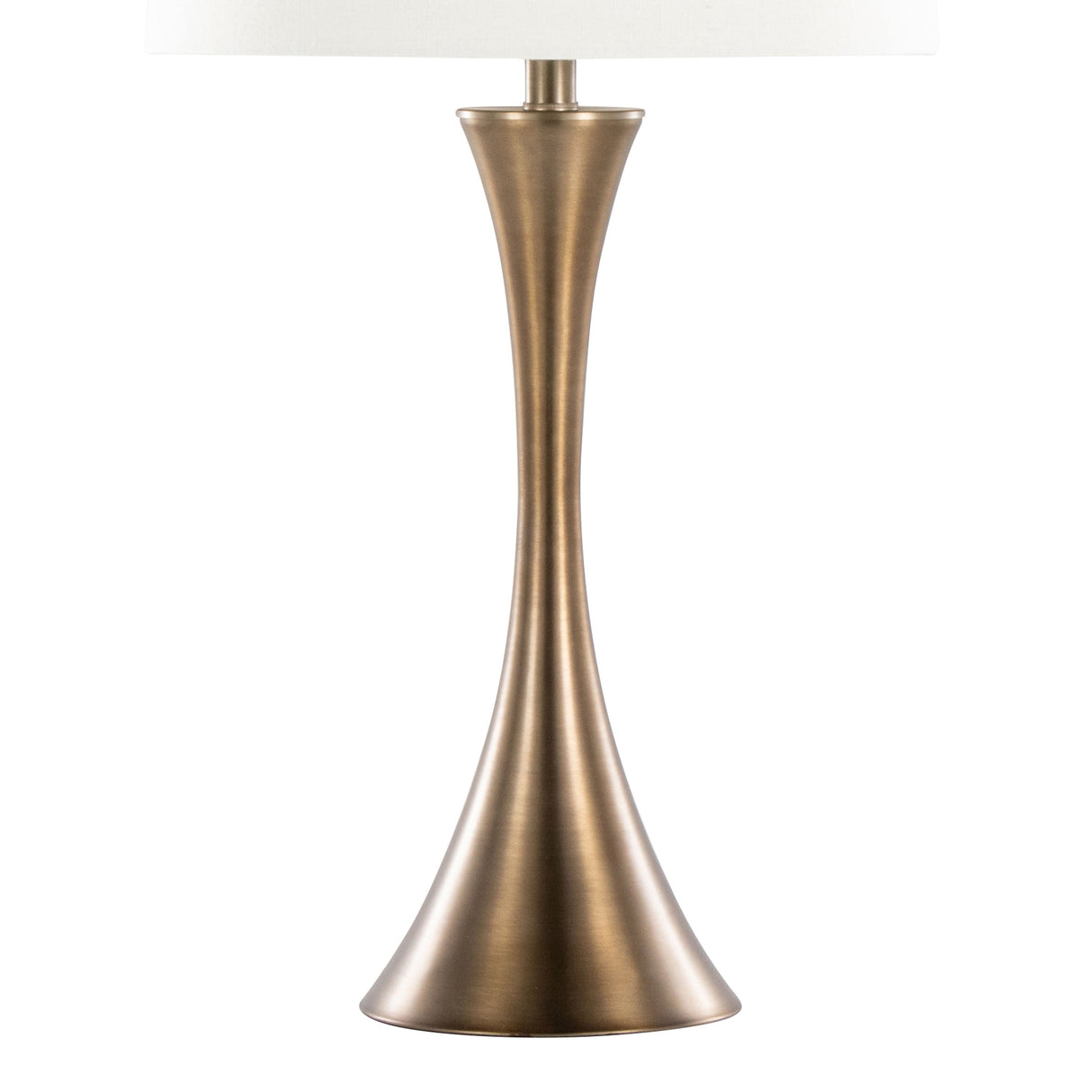 Lenuxe 29" Contemporary Metal Table Lamp Set in Matte Golden Bronze with Linen Shade