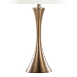 Lenuxe 29" Contemporary Metal Table Lamp Set in Matte Golden Bronze with Linen Shade