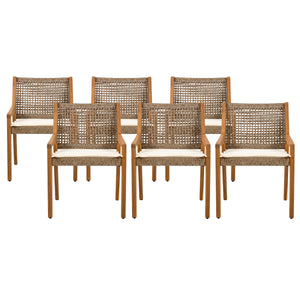 Outdoor Dining Set – Premium Acacia Wood Table & Wicker Chairs
