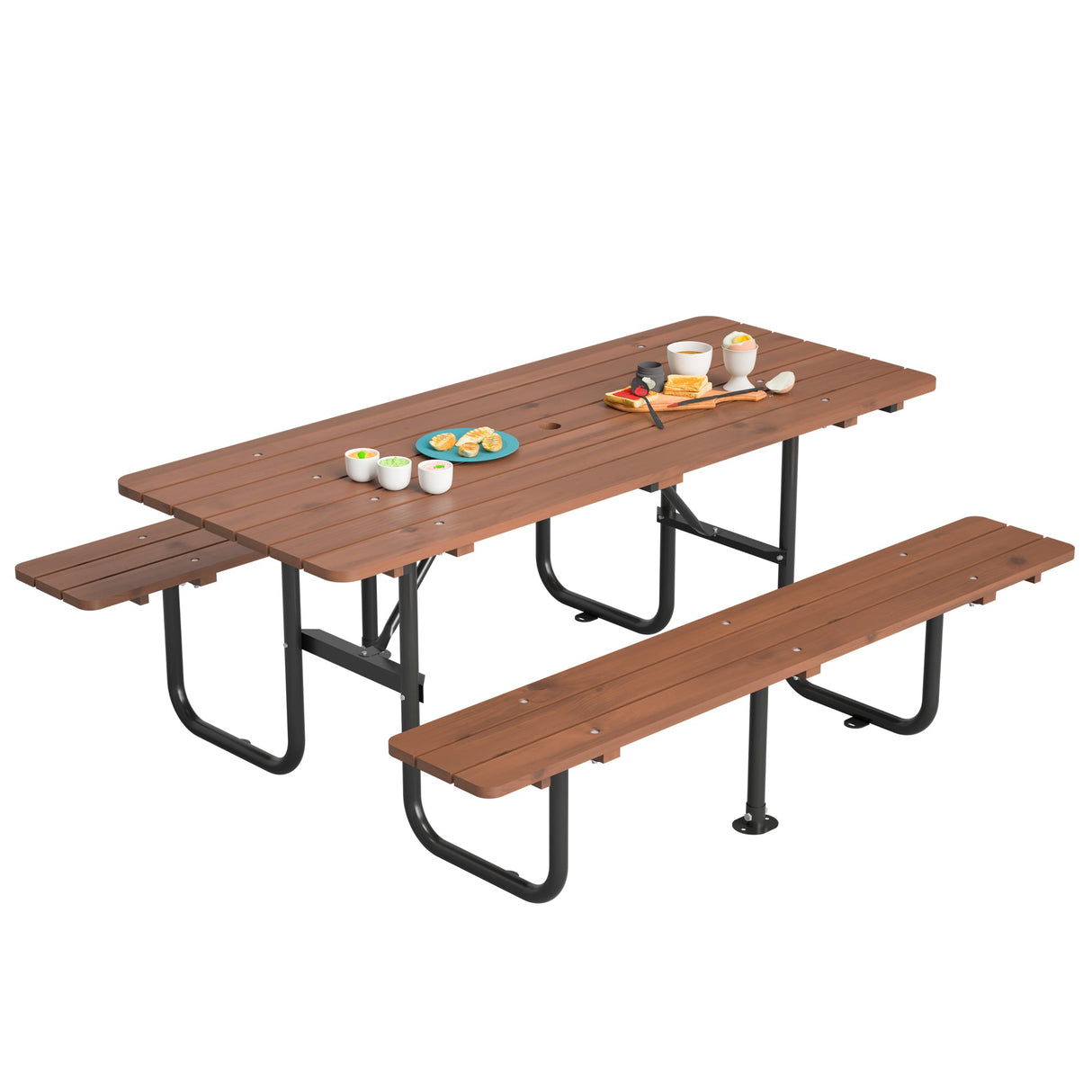 72" Rectangular Outdoor Picnic Table for 6 Person