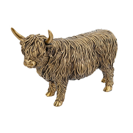 10x3.5x7'-Lifelike-Polyresin-Highland-Cow-Statue-with-Rich-Bronze-Finish-Sculptures-&-Statues