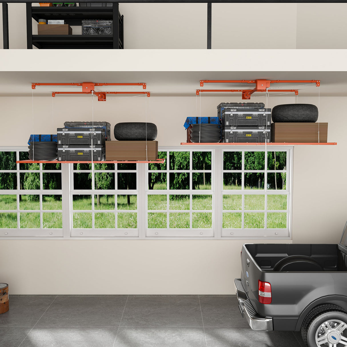 Orange Overhead Garage Storage Rack 3x6 FT
