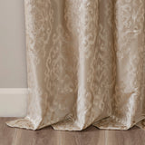 Knitted Jacquard Damask Total Blackout Grommet Top Curtain Panel (Only 1 Pc Panel)