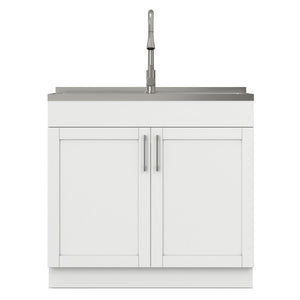 Modern Shaker All-In-One Laundry Utility Sink And Cabinet With Pull-Out Faucet