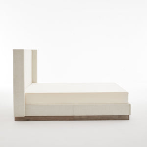 Hosford Upholstered Wingback Bed with Wood Base Platform