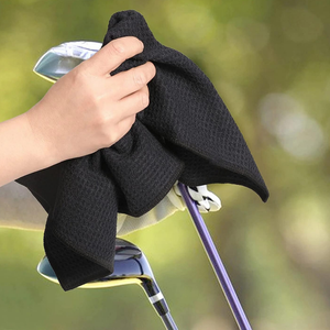 Medium Microfiber Waffle Golf Towel: Black Trimmed Pack of 3