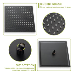 Wall Mounted Square Shower System With Waterfall Tub Spout And 12" Shower Head - Oil-Rubbed Bronze