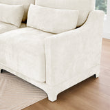 Elegant Four-Seater Sofa with Movable Ottoman and Lumbar PillowBeige