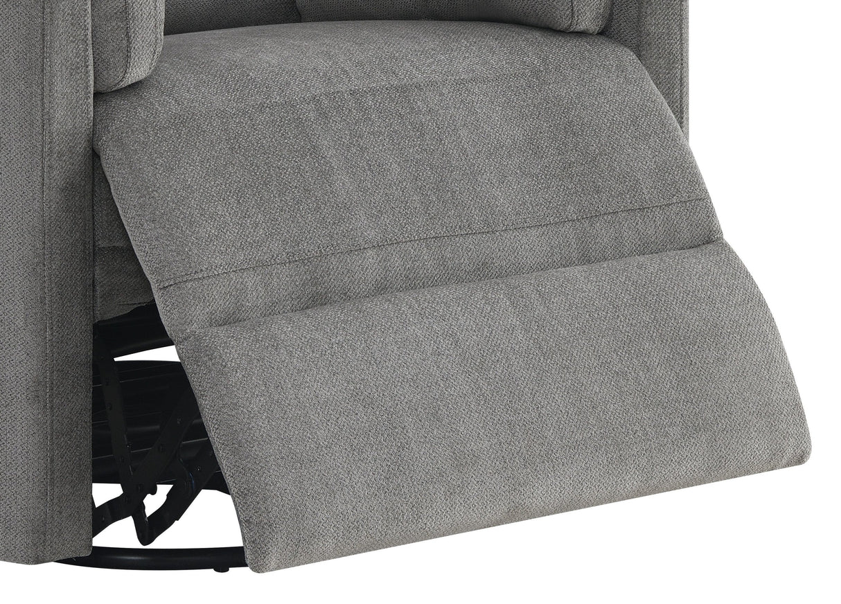 Sagen Charcoal Chenille  Glider Recliner with Swivel