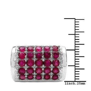 3.01 Carat Genuine Ruby & White Diamond .925 Sterling Silver Ring