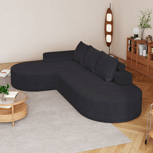 Modern Curved Sofa, L-Shaped Modular Sectional Set With 3 Pillows