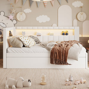 Upholstered Platform Bed With USB Ports And LED Belt