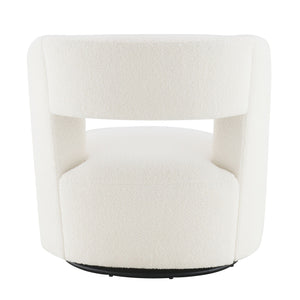 Swivel Comfy Round Barrel Chair With Soft Teddy Fabric For Living Room